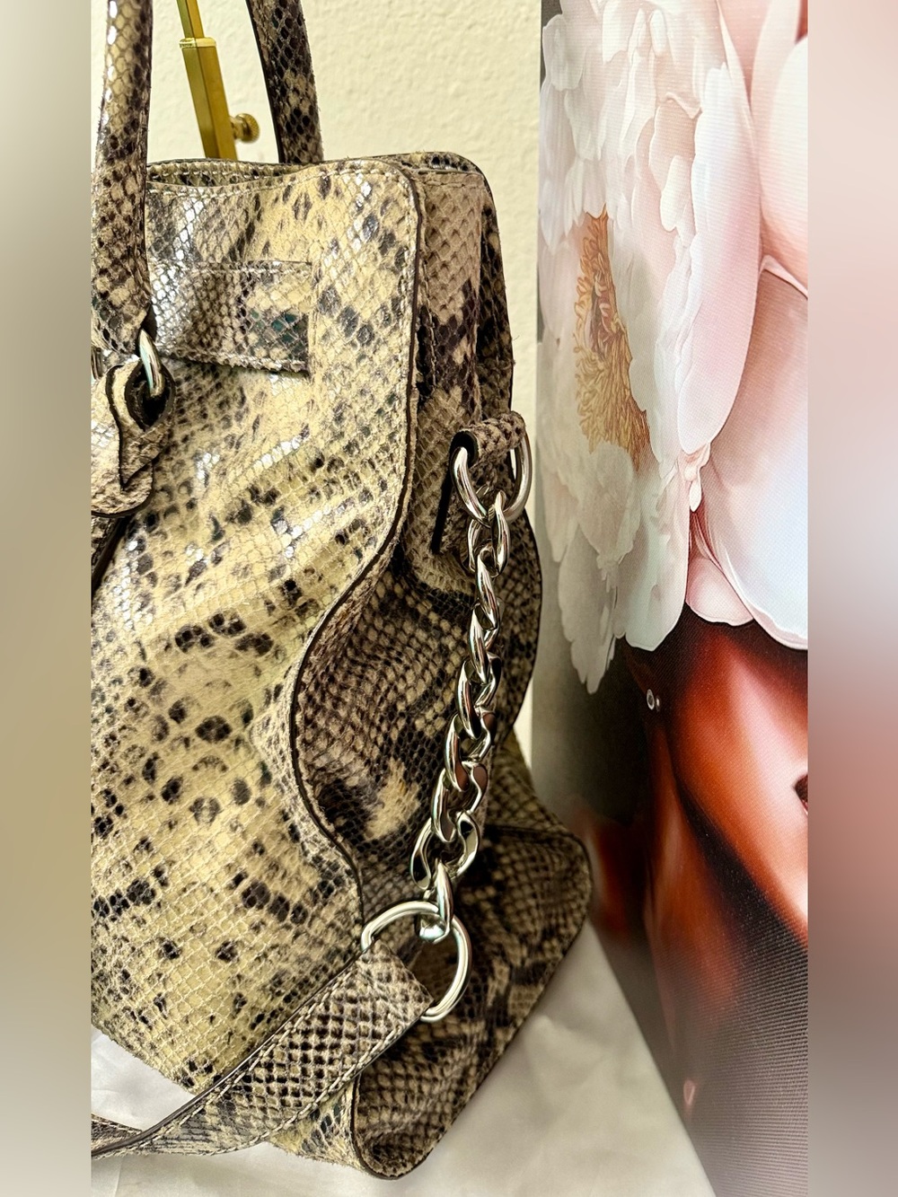 Michael Kors Hamilton Large Python Satchel - Picture 9 of 12